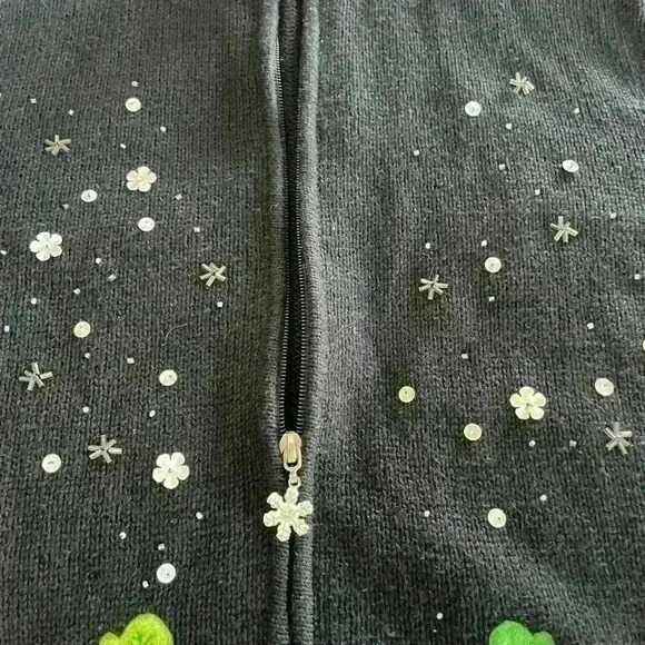 Christmas Sweater Cardigan Full Zip Mercer Street Studio Size M Santa Snowman - Picture 7 of 9